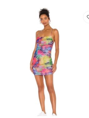 superdown Multicolor Watercolor Print Mini Dress
